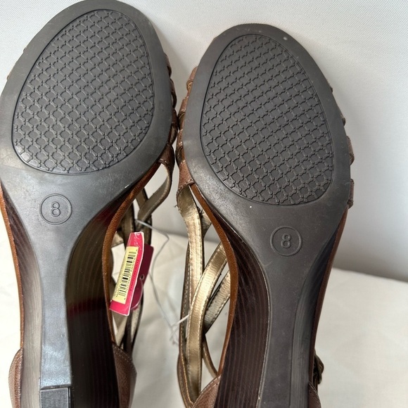 Merona Womens Sz 8 Strappy Wedge Heel Shoes Open Toe Buckled Back Zipper Padded - Picture 6 of 7